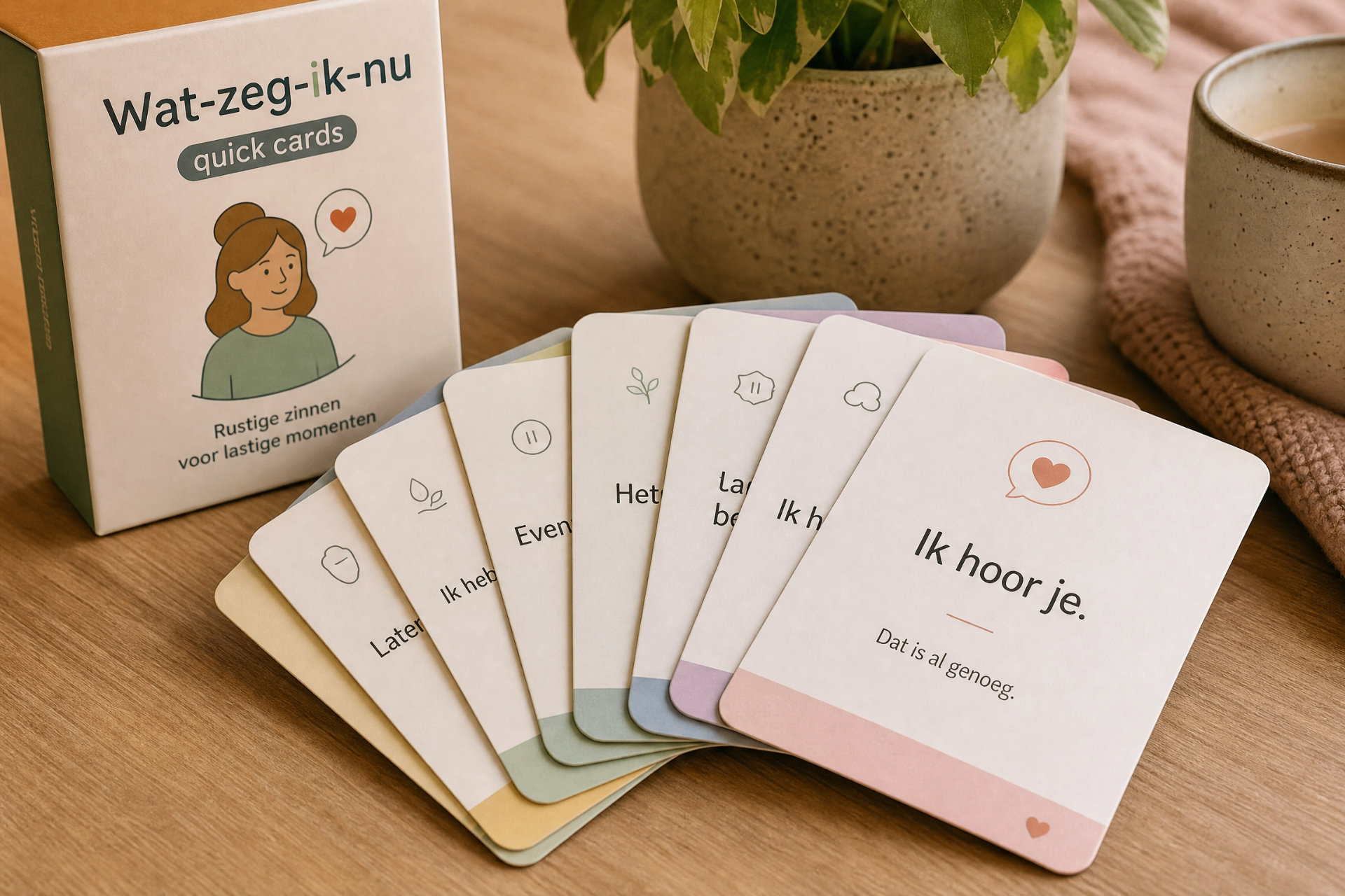 Wat-zeg-ik-nu Quick Cards — printbare kaartjes met rustige zinnen